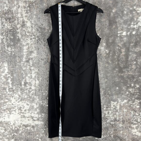 Bisou Bisou Size 8 Stretch Knee Length Sheath Dress Black Sleeveless Zip - Picture 2 of 10